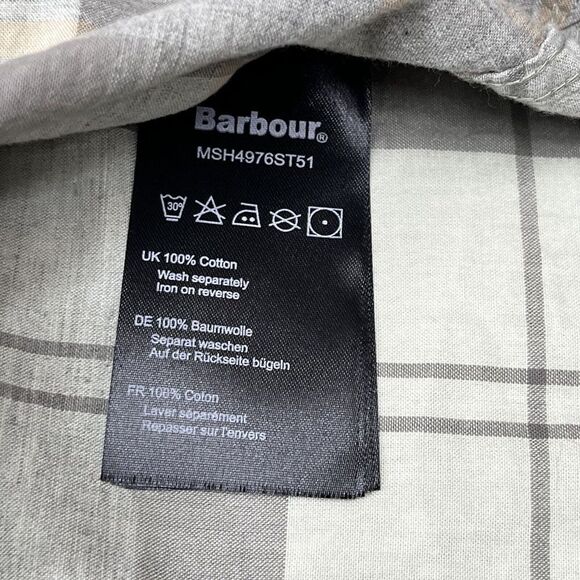 Barbour Button Up Mens Sz L Regular Fit Plaid Check Short Sleeve Shirt - Picture 7 of 7